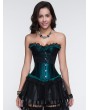 Black and Green Gothic Ruffled Lace Burlesque Corset