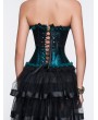 Black and Green Gothic Ruffled Lace Burlesque Corset