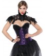 Purple Gorgeous Feather Lace Applique Overbust Burlesque Corset