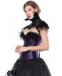 Purple Gorgeous Feather Lace Applique Overbust Burlesque Corset