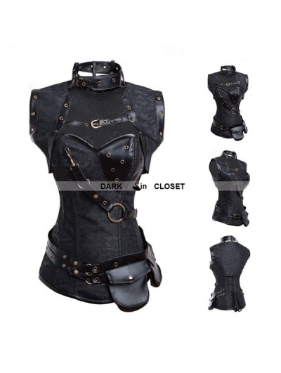 Black Steampunk Overbust Corset with Jacket