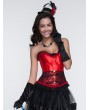 Black and Red Vintage Lace Ruffled Overbust Gothic Corset