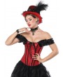 Black and Red Gothic Off-the-Shoulder Sequined Overbust Burlesque Corset