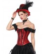 Black and Red Gothic Off-the-Shoulder Sequined Overbust Burlesque Corset