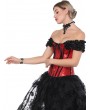 Black and Red Gothic Off-the-Shoulder Sequined Overbust Burlesque Corset