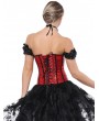 Black and Red Gothic Off-the-Shoulder Sequined Overbust Burlesque Corset