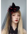 Black Gothic Spider Wizard Hat Headdress with Tulle