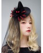Black Gothic Spider Wizard Hat Headdress with Tulle