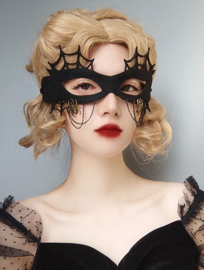 Black Gothic Halloween Masquerade Spider Web Mask
