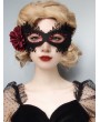 Red Rose Black Felt Masquerade Jeweled Eye Mask