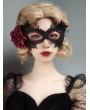 Red Rose Black Felt Masquerade Jeweled Eye Mask