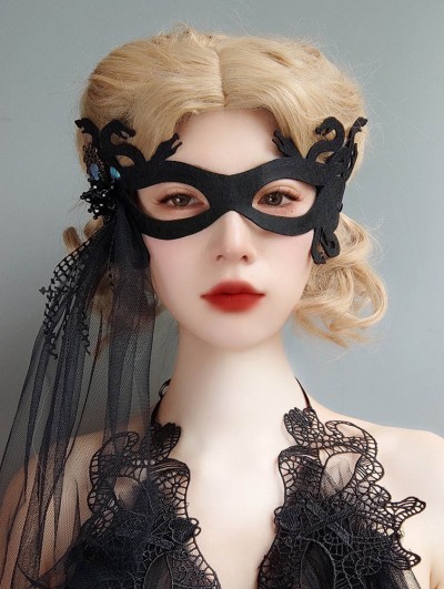 Snake Medusa Black Gothic Sexy Eye Mask with Tulle