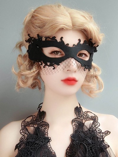 Sexy Girl Black Gothic Half Face Mesh Mask