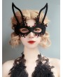 Black Gothic Halloween Half Face Bunny Ear Mask