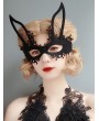 Black Gothic Halloween Half Face Bunny Ear Mask