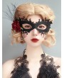 Black Gothic Red Rose Masquerade Tulle Mask