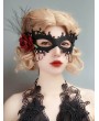 Black Gothic Red Rose Masquerade Tulle Mask