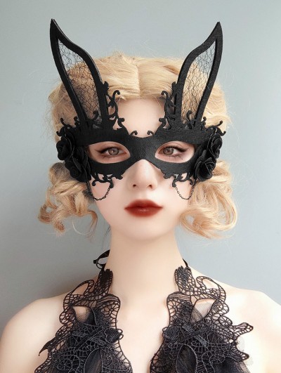 Bunny Girl Black Rose Sexy Gothic Halloween Mask