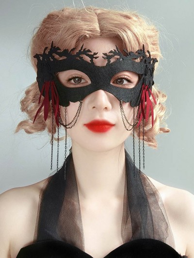 Black Gothic Halloween Spider Tassel Princess Mask