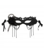 Halloween Masquerade Black Gothic Tassel Flower Mask