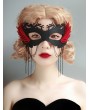 Halloween Masquerade Black and Red Gothic Tassel Mask