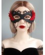 Halloween Masquerade Black and Red Gothic Tassel Mask