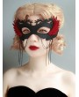 Halloween Masquerade Black and Red Gothic Tassel Mask