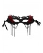 Halloween Masquerade Black and Red Gothic Tassel Mask