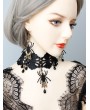 Black Vintage Gothic Spider Pendant Halloween Earrings