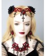 Black and Red Crystal Gothic Vampire Style Cross Pendant Earrings