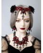 Black and Red Crystal Gothic Vampire Style Cross Pendant Earrings