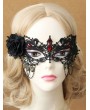 Black Lace Flower Red Rhinestone Gothic Half Face Mask