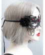 Black Lace Flower Red Rhinestone Gothic Half Face Mask