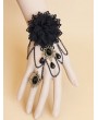 Black Retro Gothic Flower Lace Chain Bracelet Ring Jewelry