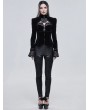 Devil Fashion Black Gothic Punk Leather Lace Applique Long Slim Pants for Women