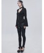 Devil Fashion Black Gothic Punk Leather Lace Applique Long Slim Pants for Women