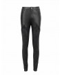 Devil Fashion Black Gothic Punk Leather Lace Applique Long Slim Pants for Women