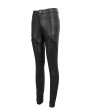 Devil Fashion Black Gothic Punk Leather Lace Applique Long Slim Pants for Women