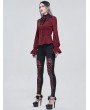 Devil Fashion Red Gothic Elegant Flower Long Sleeve Blouse for Women