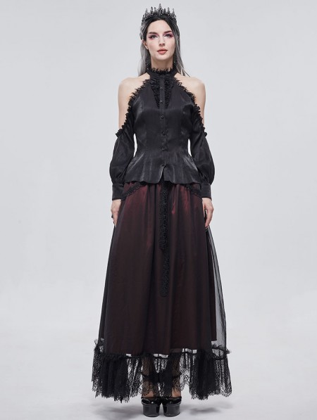 Devil Fashion Black Elegant Gothic Sexy Off-the-Shoulder Long Sleeve ...