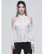 Devil Fashion White Elegant Gothic Sexy Off-the-Shoulder Long Sleeve Shirt for Women