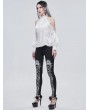 Devil Fashion White Elegant Gothic Sexy Off-the-Shoulder Long Sleeve Shirt for Women