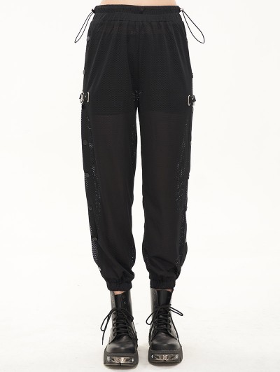 Devil Fashion Black Gothic Grunge Causal Long Cargo Pants for Women