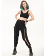 Devil Fashion Black Gothic Punk Front Open Buckle Strap Long Cargo Pants for Women