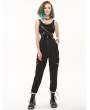 Devil Fashion Black Gothic Punk Grunge One Shoulder Overalls for Women