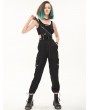 Devil Fashion Black Gothic Punk Grunge One Shoulder Overalls for Women