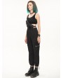 Devil Fashion Black Gothic Punk Grunge One Shoulder Overalls for Women