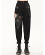 Devil Fashion Black Gothic Punk Pentagram Chain Loose Cargo Trousers for Women