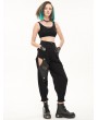 Devil Fashion Black Gothic Punk Pentagram Chain Loose Cargo Trousers for Women