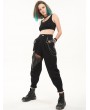 Devil Fashion Black Gothic Punk Pentagram Chain Loose Cargo Trousers for Women